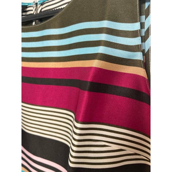 Talbots Sleeveless Satin Blouse Small Striped Blue Green Pink Shell Career Top - Picture 9 of 12